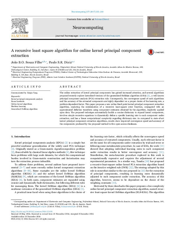 (PDF) A recursive least square algorithm for online kernel principal ...