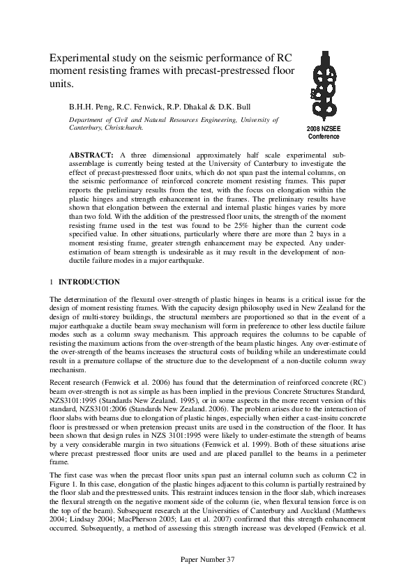 (PDF) Experimental study on the seismic performance of RC moment ...