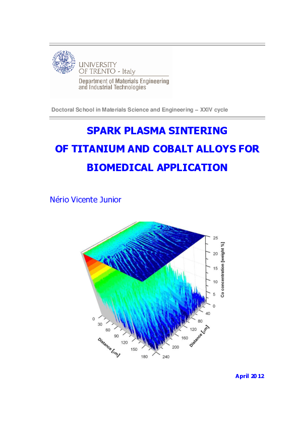 (PDF) Spark Plasma Sintering of Titanium and Cobalt Alloys For ...