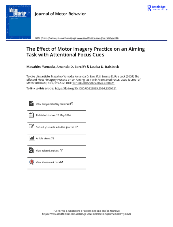 (PDF) The Effect of Motor Imagery Practice on an Aiming Task with ...