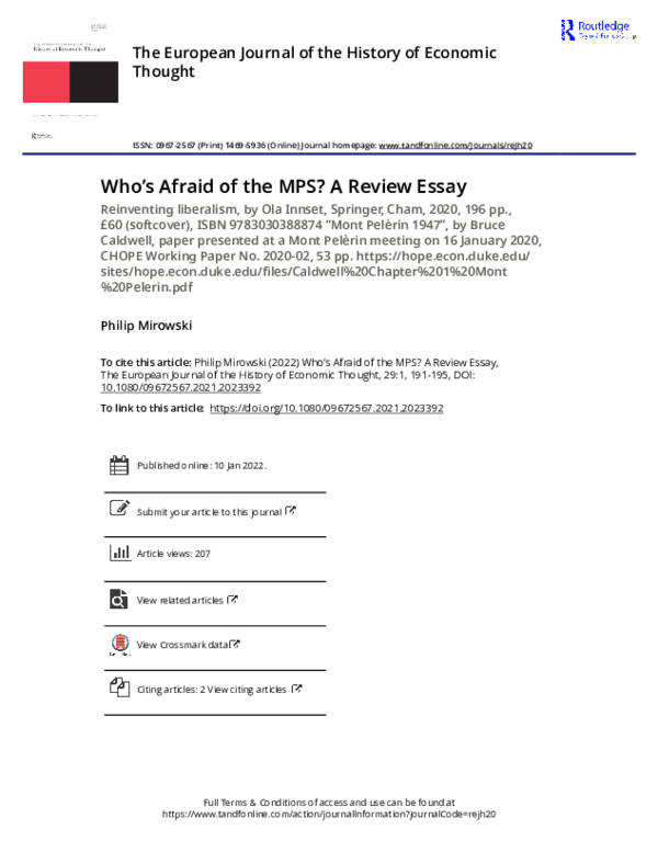 (PDF) Who's Afraid of the MPS? A Review Essay