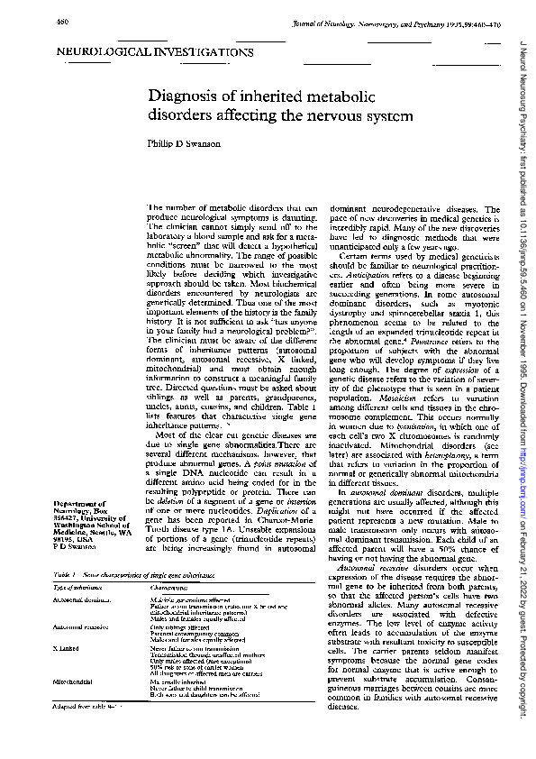 (PDF) Diagnosis of inherited metabolic disorders affecting the nervous ...