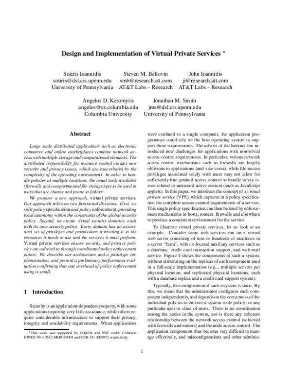 (PDF) Design and implementation of virtual private services