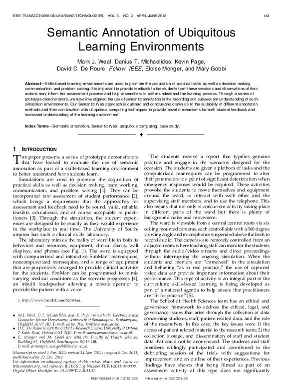 (PDF) Semantic Annotation of Ubiquitous Learning Environments