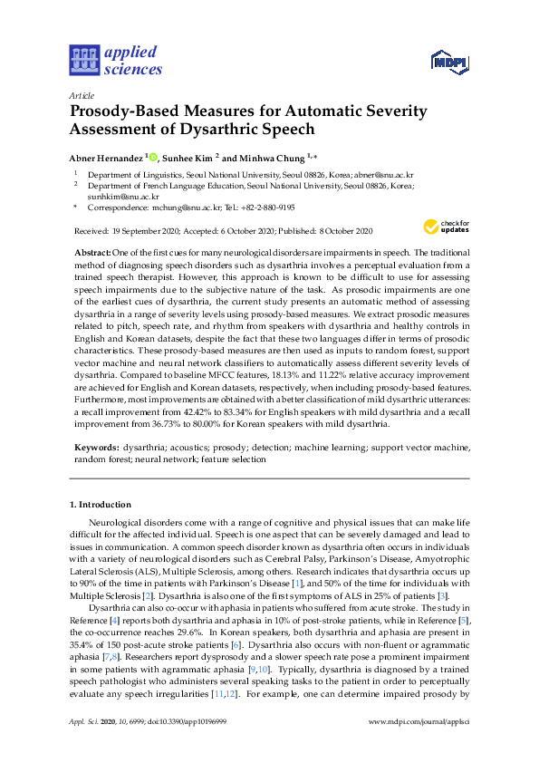 (PDF) Prosody-Based Measures for Automatic Severity Assessment of ...