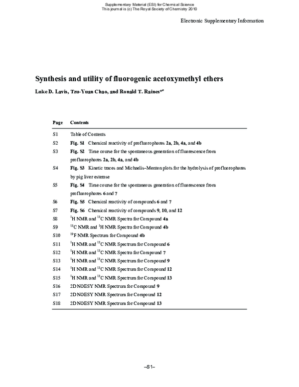 (PDF) Synthesis and utility of fluorogenic acetoxymethyl ethers