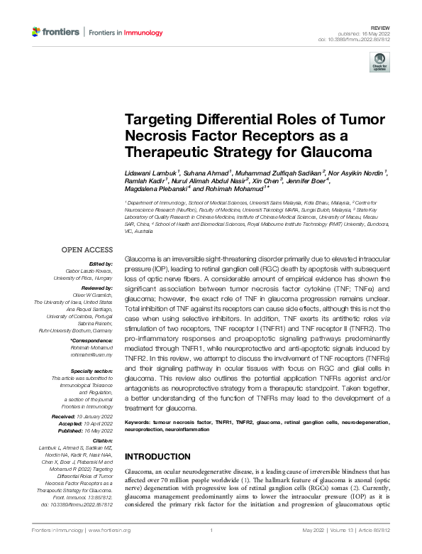 (PDF) Targeting Differential Roles of Tumor Necrosis Factor Receptors ...