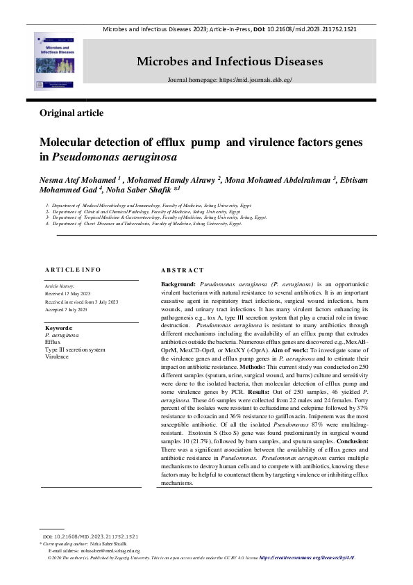 (PDF) Molecular detection of efflux pump and virulence factors genes in ...