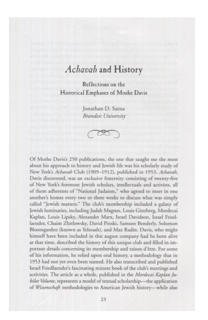 (PDF) Jonathan D. Sarna, “Achavah and History: Reflections on the ...
