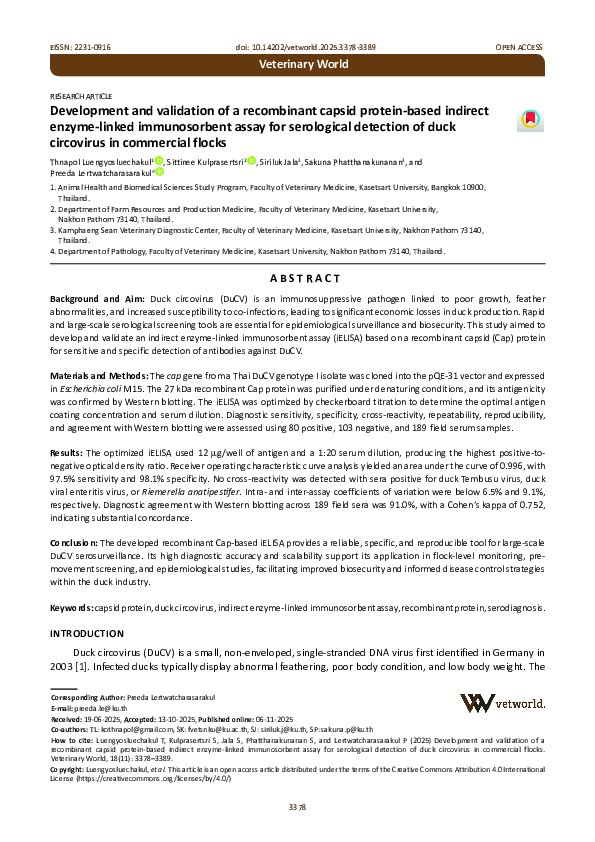 (PDF) Development and validation of a recombinant capsid protein-based ...