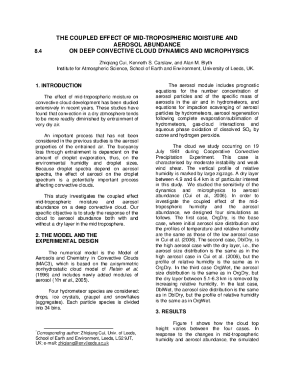 (PDF) A numerical study of aerosol effects on the dynamics and ...