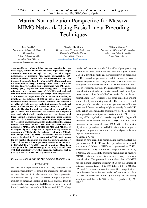 (PDF) Matrix Normalization Perspective for Massive MIMO Network Using ...