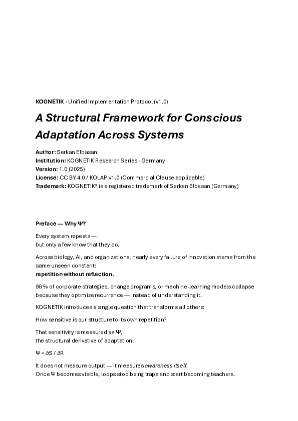 (PDF) A Structural Framework for Conscious Adaptation Across Systems