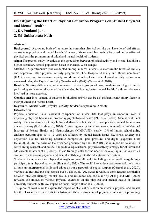 (PDF) Investigating the Effect of Physical Education Programs on ...