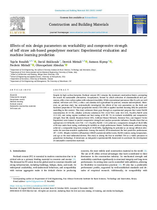(PDF) Effects of mix design parameters on workability and compressive ...