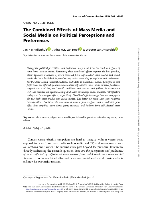 (PDF) The Combined Effects of Mass Media and Social Media on Political ...