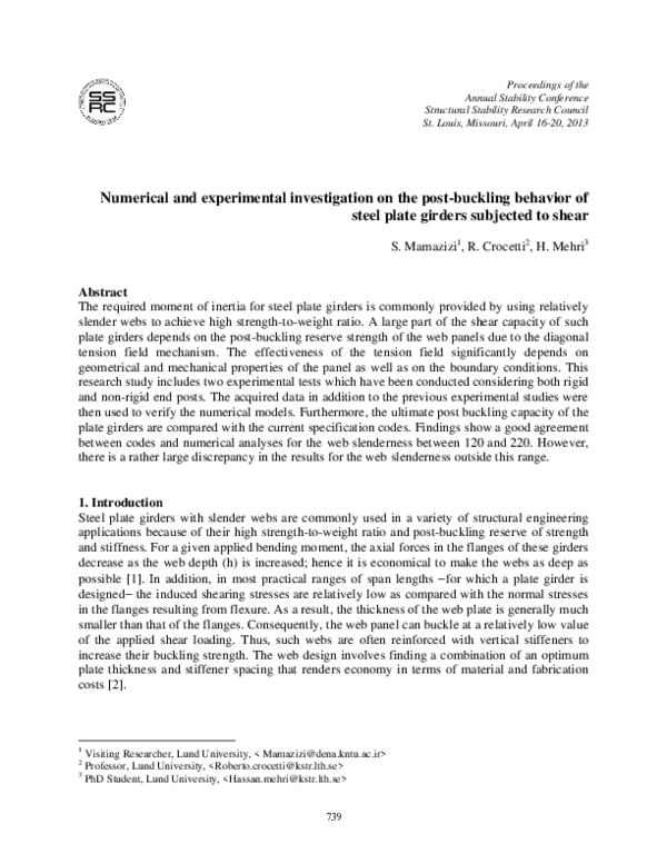 (PDF) Numerical and experimental investigation on the post-buckling ...