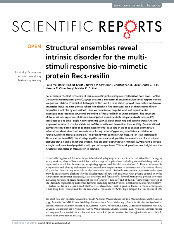(PDF) Structural ensembles reveal intrinsic disorder for the multi ...