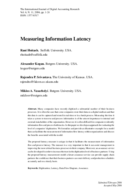 (PDF) Measuring Information Latency
