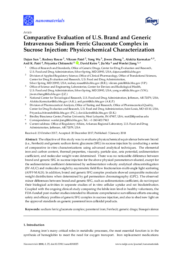 (PDF) Comparative Evaluation of U.S. Brand and Generic Intravenous ...