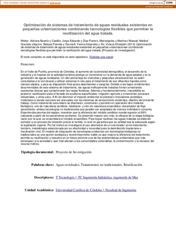 (PDF) Optimización de sistemas de tratamiento de aguas residuales ...