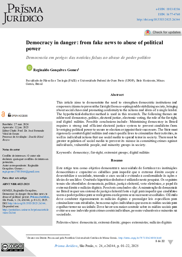 (PDF) Democracy in danger: from fake news to abuse of political power ...