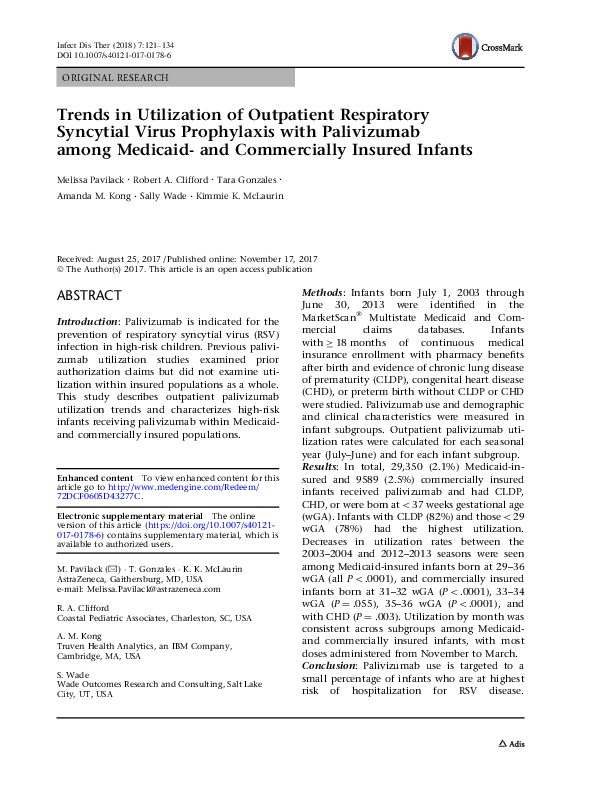 (PDF) Trends in Utilization of Outpatient Respiratory Syncytial Virus ...