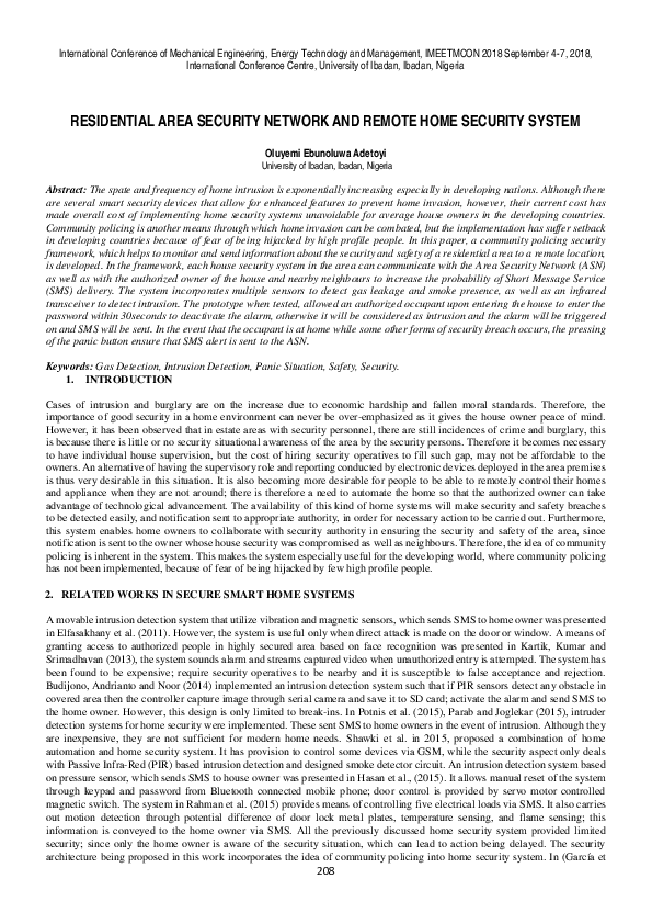 (PDF) RESIDENTIAL AREA SECURITY NETWORK AND REMOTE HOME SECURITY SYSTEM