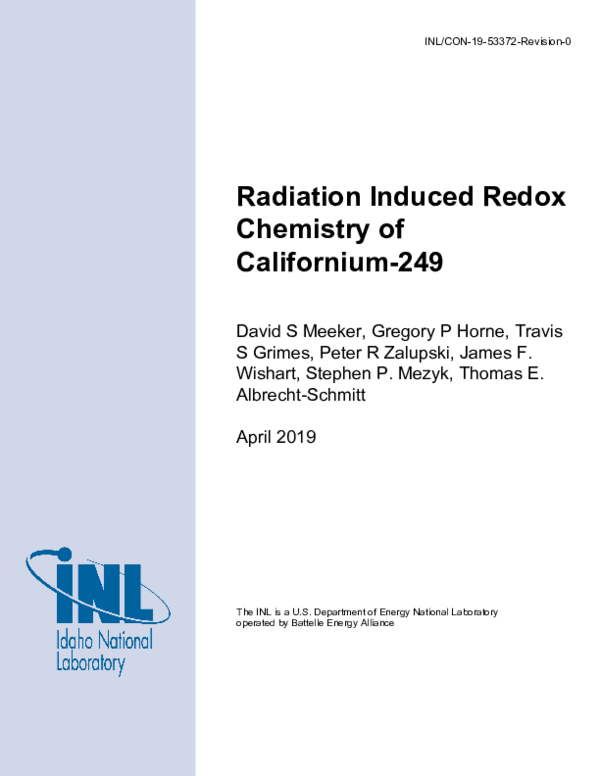 (PDF) Radiation Induced Redox Chemistry of Californium-249