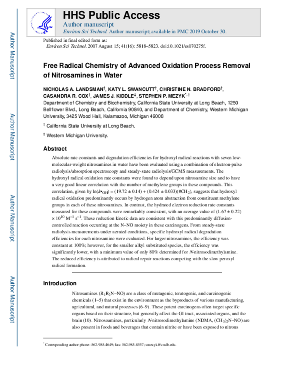 (PDF) Free Radical Chemistry of Advanced Oxidation Process Removal of ...