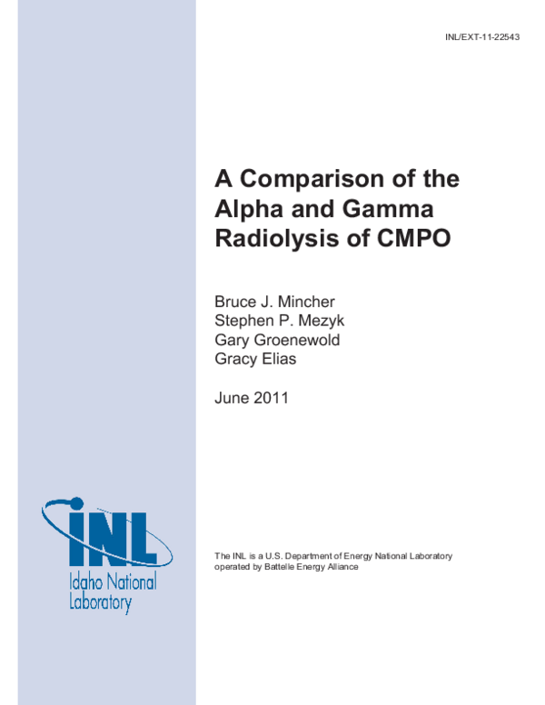 (PDF) A comparison of the alpha and gamma radiolysis of CMPO
