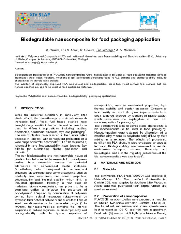 (PDF) Biodegradable nanocomposite for food packaging application