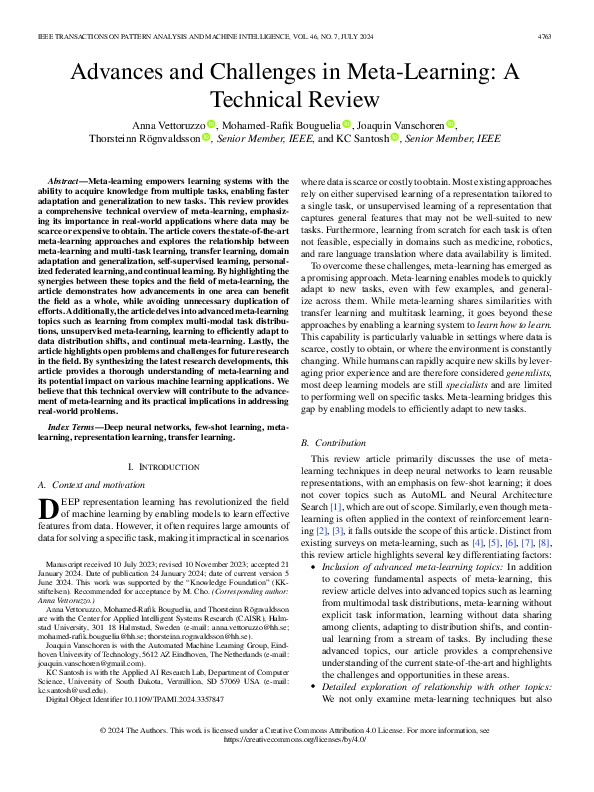 (PDF) Advances and Challenges in Meta-Learning: A Technical Review