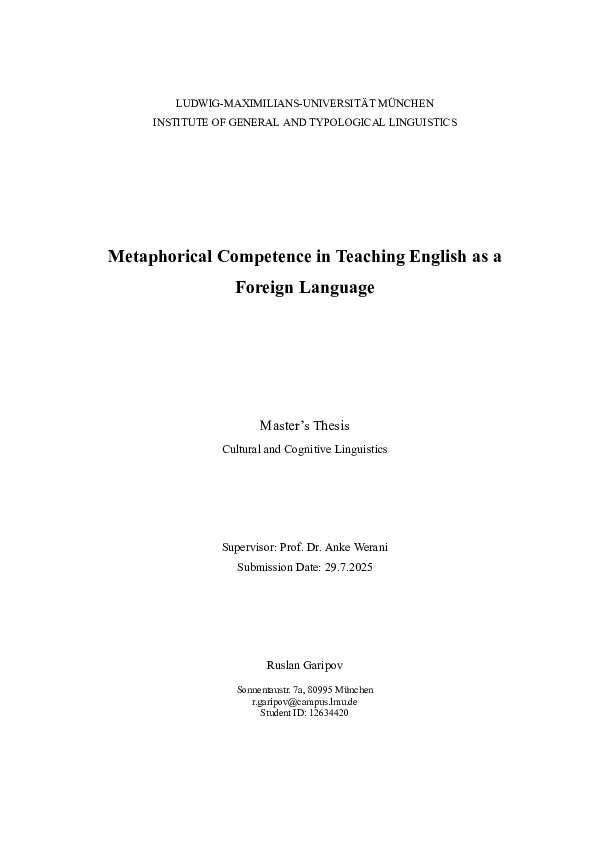 (PDF) Metaphorical Competence in Teaching English as a Foreign Language