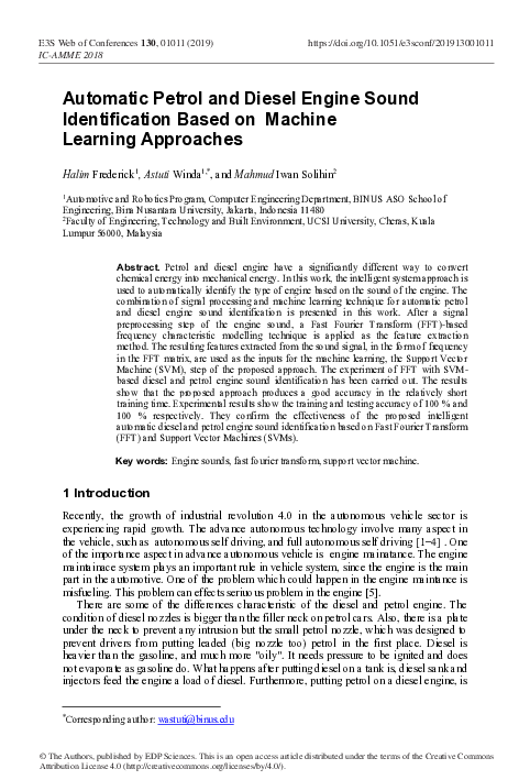 (PDF) Automatic Petrol and Diesel Engine Sound Identification Based on ...