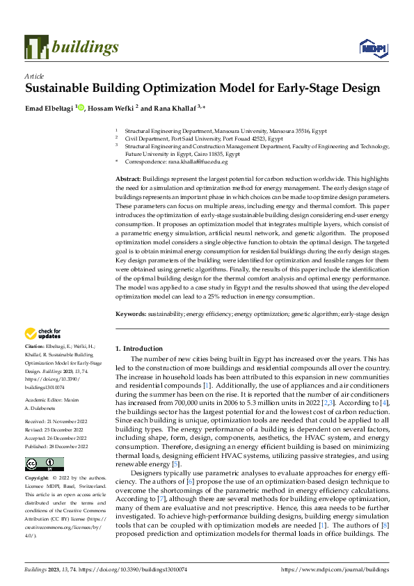 (PDF) Sustainable Building Optimization Model for Early-Stage Design