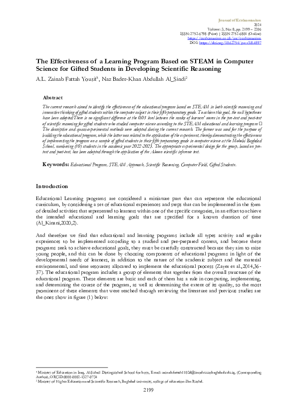 (PDF) The Effectiveness of a Learning Program Based on STEAM in ...