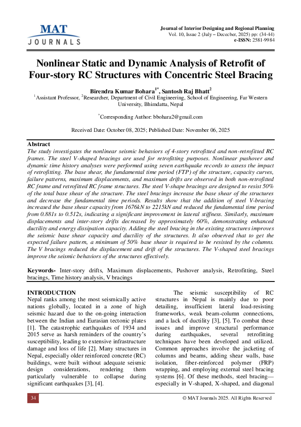 (PDF) Nonlinear Static and Dynamic Analysis of Retrofit of Four-story ...