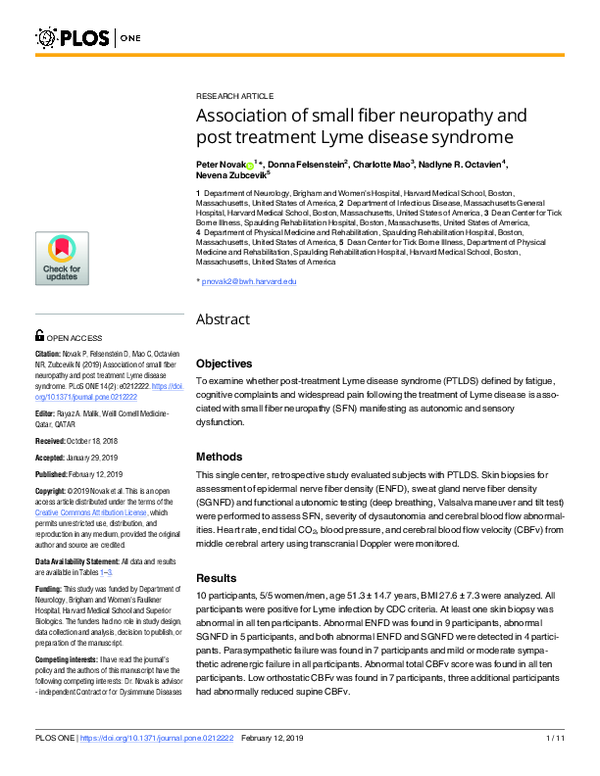 (PDF) Association of small fiber neuropathy and post treatment Lyme ...