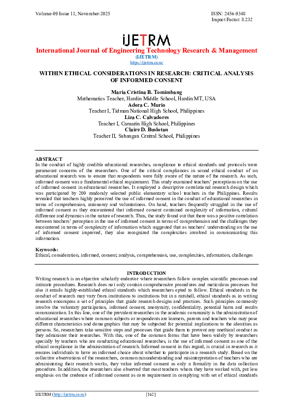 (PDF) WITHIN ETHICAL CONSIDERATIONS IN RESEARCH: CRITICAL ANALYSIS OF ...