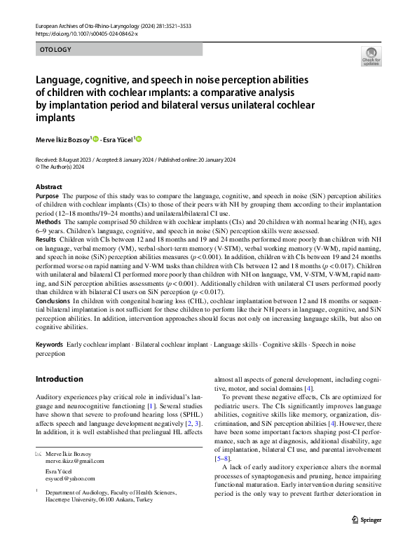 (PDF) Language, cognitive, and speech in noise perception abilities of ...