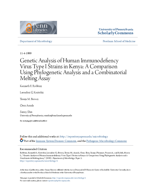 (PDF) Genetic Analysis of Human Immunodeficiency Virus Type 1 Strains ...