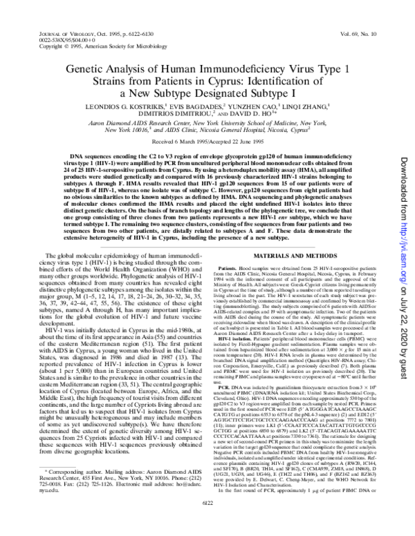 (PDF) Genetic analysis of human immunodeficiency virus type 1 strains ...