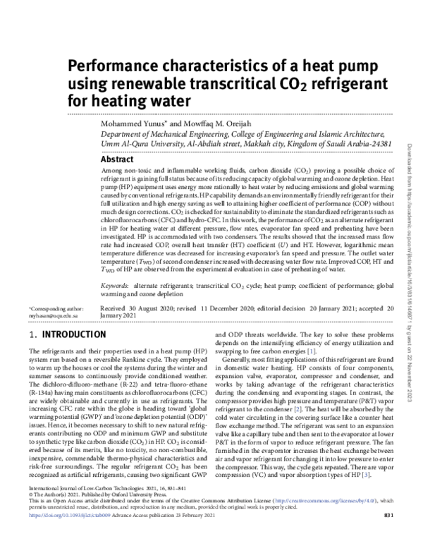 (PDF) Performance characteristics of a heat pump using renewable ...