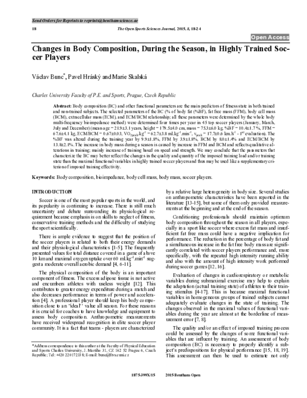 (PDF) Changes in Body Composition, During the Season, in Highly Trained ...