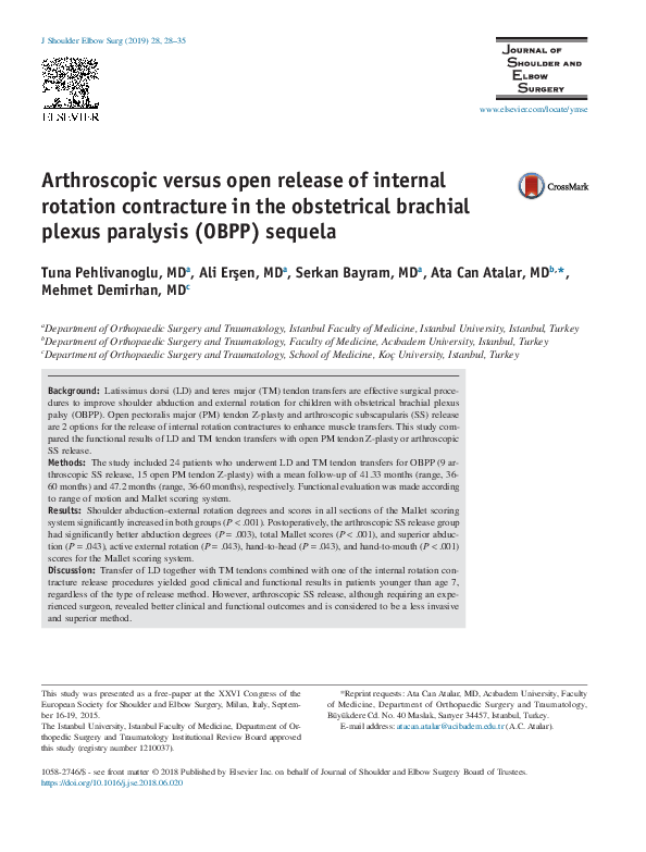 (PDF) Arthroscopic versus open release of internal rotation contracture ...