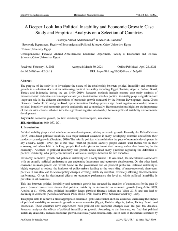 (PDF) A Deeper Look Into Political Instability and Economic Growth ...