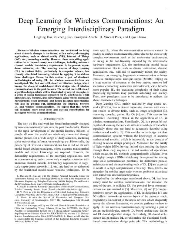 (PDF) Deep Learning for Wireless Communications: An Emerging ...