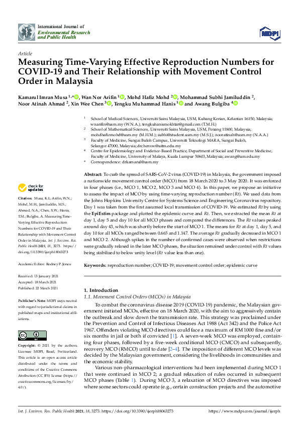 (PDF) Measuring Time-Varying Effective Reproduction Numbers for COVID ...
