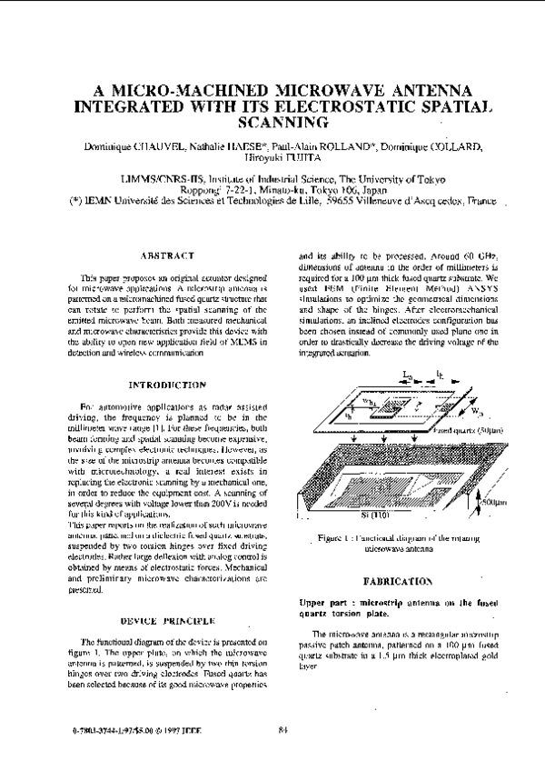 (PDF) A micro-machined microwave antenna integrated with its ...
